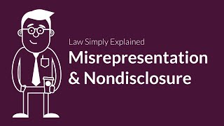 Misrepresentation and Nondisclosure  Contracts  Defenses amp Excuses [upl. by Frankel]