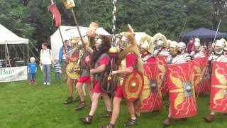 Roman Reenactment at the Amphitheatre in Caerleon Marching In [upl. by Drusilla]