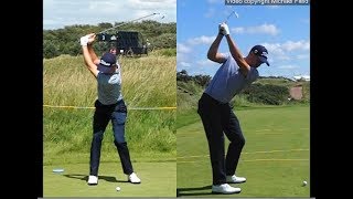 Justin Thomas golf swing  Long Iron faceon amp downtheline July 2017 [upl. by Etti]