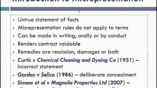 Misrepresentation Lecture 1 of 4 [upl. by Higinbotham]